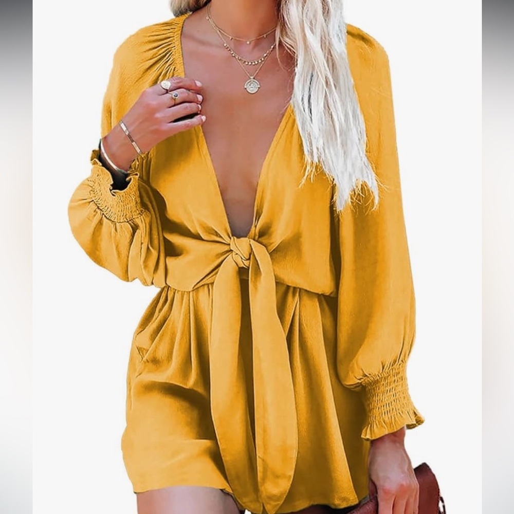 Mustard Yellow Tie-Front Romper